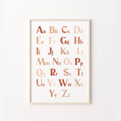 Alphabet Print Nursery Kids Playroom Wall Art Gender Neutral , SKU257