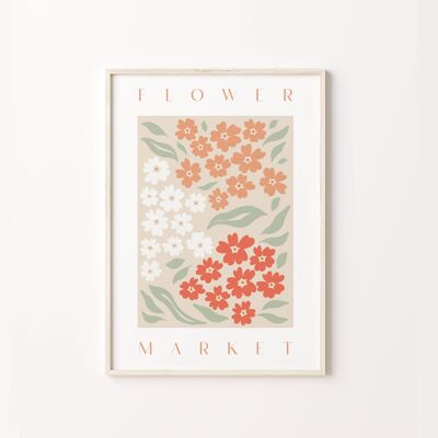 Pink Colourful Flower Market Print , SKU267