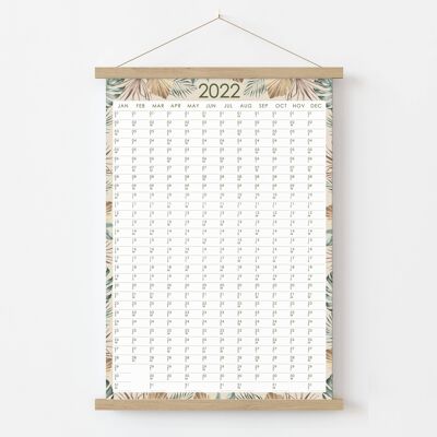 Tropical 2022 Year Wall Planner Calendar A3 , SKU269