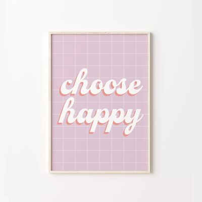 Choose Happy Pastel Quote Art Print , SKU274
