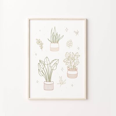 House Plant Illustration Wall Print Poster , SKU288