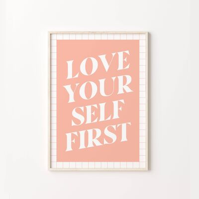 Love Yourself Pink Pastel Quote Art Print , SKU290
