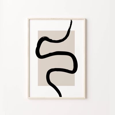 Beige Abstract Brush Stroke Line Neutral Wall Print Poster , SKU297