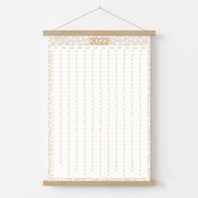 Floral 2022 Year Wall Planner Calendar A3 , SKU302