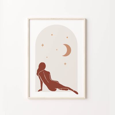 Bohemian Woman With Moon Art Print , SKU324