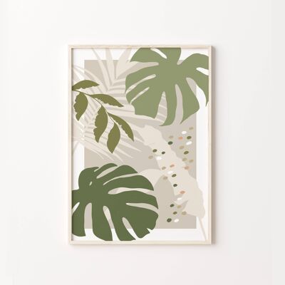 Tropical Jungle Leaf Botanical Green Wall Print Poster , SKU332