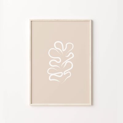 Neutral Beige Leaf Matisse Cut Out Art Print , SKU367