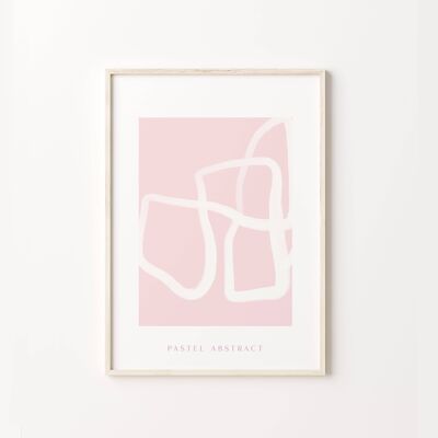 Abstract Lines Pastel Pink Wall Art Print Poster , SKU368