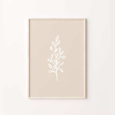 Neutral Beige Leaf Art Print , SKU378