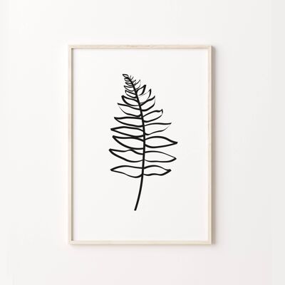 Minimal Neutral Leaf Illustration Wall Art Print Poster , SKU385