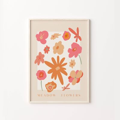 Meadow Flower Market Floral Colourful Wall Print Poster , SKU407