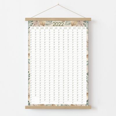 Tropical 2022 Year Wall Planner Calendar A3 , SKU477