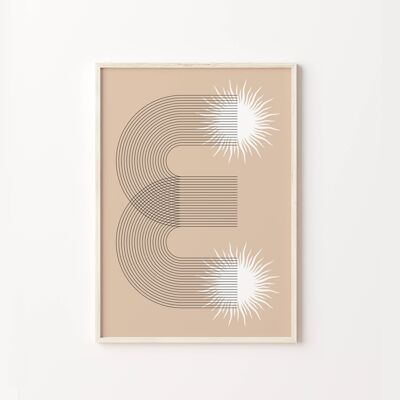 Retro Sun Abstract Mid Century Print Poster , SKU484
