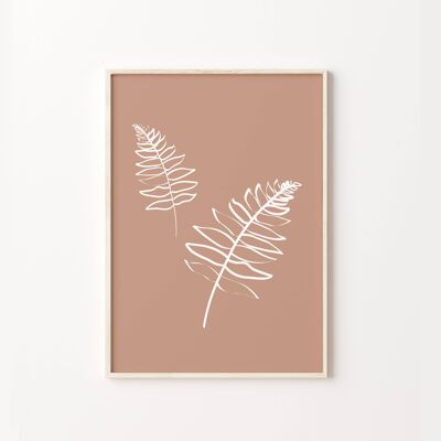 Minimal Botanical Leaves Line Drawing Wall Art Print Poster , SKU487