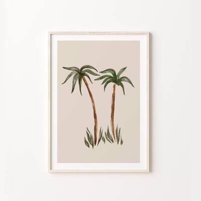 Palm Tree Tropical Illustration Jungle Wall Art Print Poster , SKU489