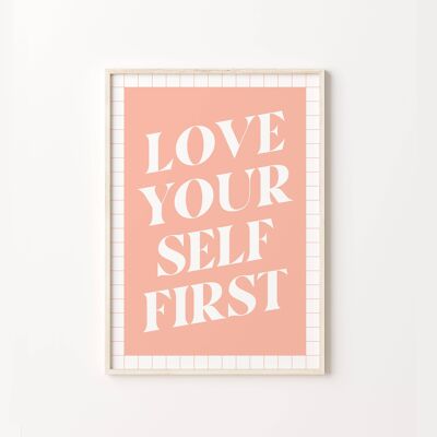 Love Yourself Pink Pastel Quote Art Print , SKU498