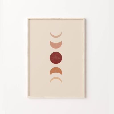 Moon Phase Abstract Geometric Boho Art Print Poster , SKU515