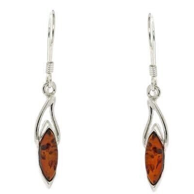Abstract Heart Cognac Amber Earrings and Presentation Box