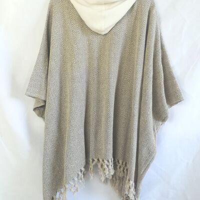 Hemp Bamboo Hoodie Poncho - Fawn