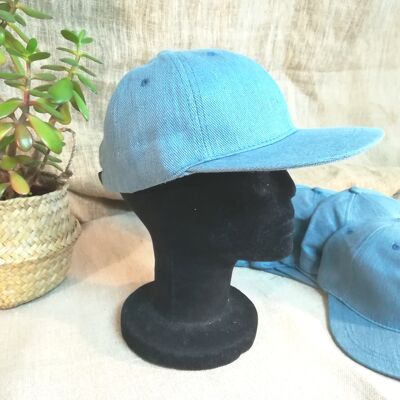 Copricapo in pura canapa - Snapback in twill blu