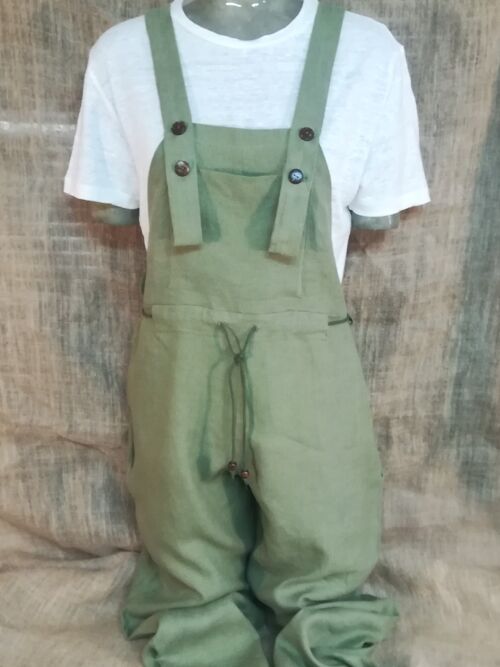 Hemp Linen Dungarees  - Khaki