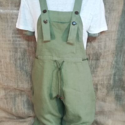 Hemp Linen Dungarees  - Khaki