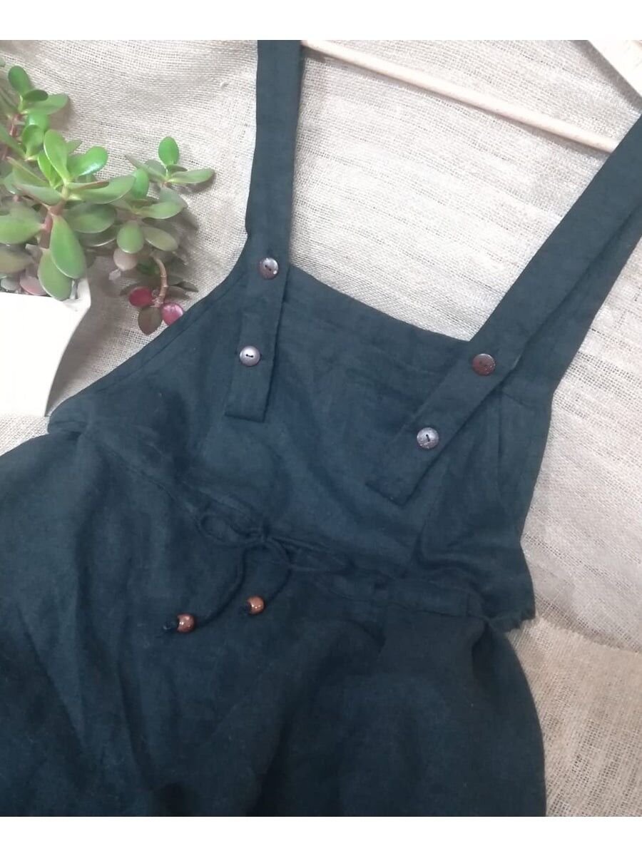 Salopette in lino canapa - Bianco