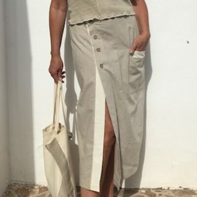 Mid length hemp cotton skirt