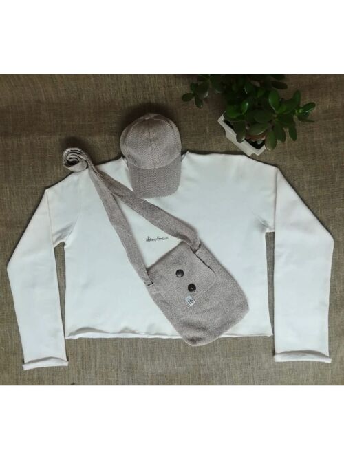 Hemp crop-top sweatshirt  - White