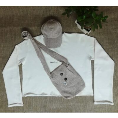Hemp crop-top sweatshirt  - White