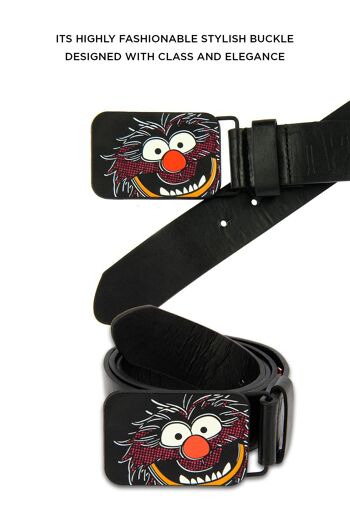 Ceinture en cuir PU Muppets avec boucle en métal à imprimé animal 2