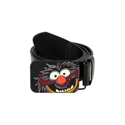 Cinturón de cuero PU de los Muppets con hebilla de metal con estampado de animales