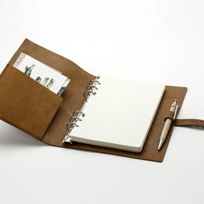 A6 Leather Organizer / Notebook - Cream