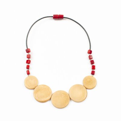 Necklace ELONA coffee/red