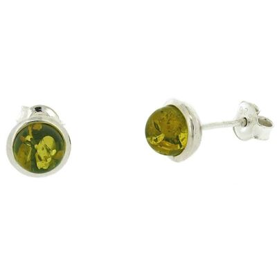 Green Amber Half Cup Stud and Presentation Box