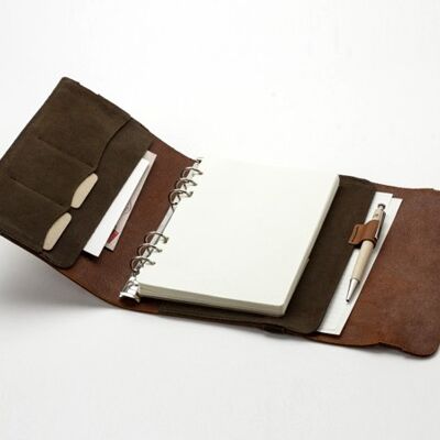 Organizer / Notizbuch aus Leder mit elastischem A5 - Grau