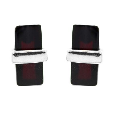 Cherry Amber Rectangle und Silver Stud und Präsentationsbox