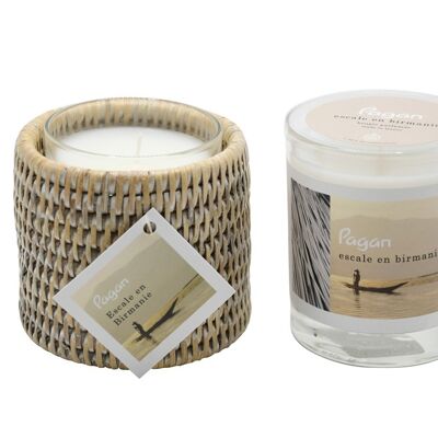 Stopover in Burma Pagan waxed white rattan candle