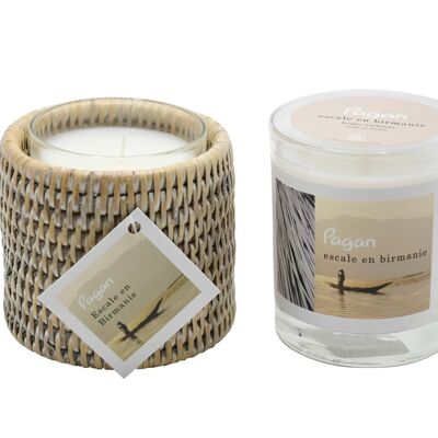 Stopover in Burma Pagan waxed white rattan candle