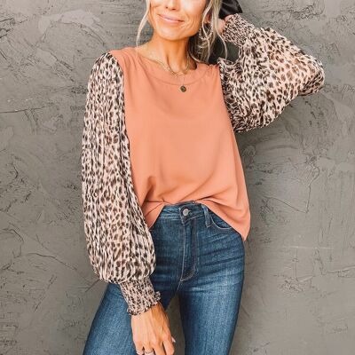 Maglione con polsini arricciati bicolore-arancione