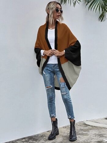 Cardigan oversize en tricot chauve-souris-café 2