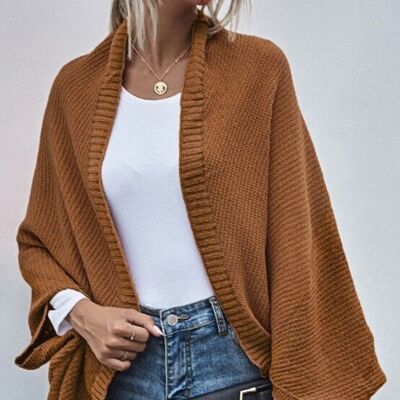 Batwing Oversized Knit Cardigan-Rustic Red