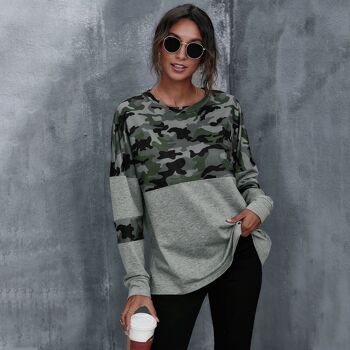 Pull Camouflage Deux Tons-Vert 1