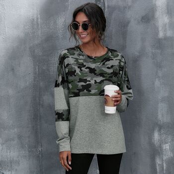 Pull Camouflage Deux Tons-Vert 2