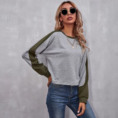 Two Tone Side Sweater-Gray