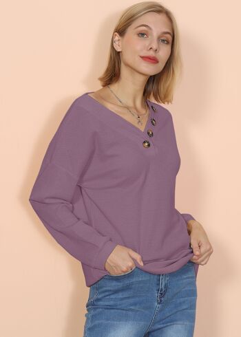 Pull en tricot texturé à épaules tombantes-Mauve