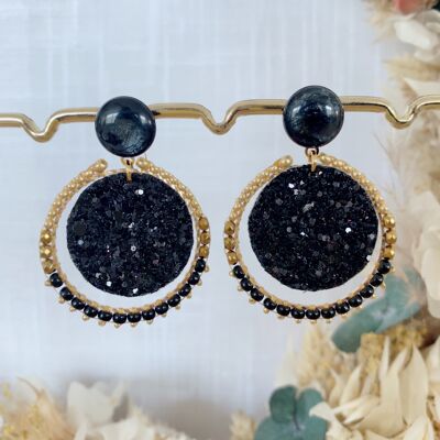 “Little Pretty” Earrings – Black Glitter