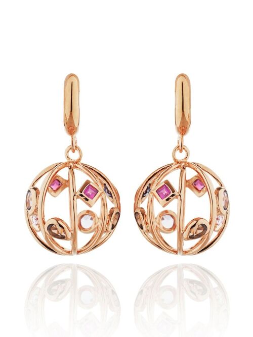 Votra Rose Gold Earrings with Smoky Quartz And Iolite