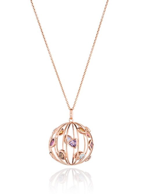 Votra Rose Gold Pendant with Blue Topaz Amethyst Rhodolite Smoky Quartz Lemon Quartz And Citrine