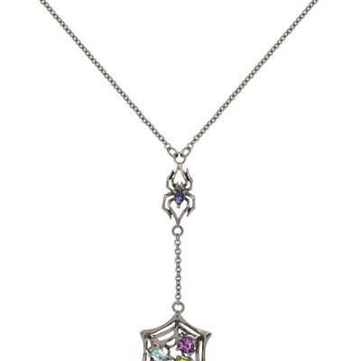 Anansi Ruthenium Necklace With Iolite, Blue Topaz, Amethyst and Peridot